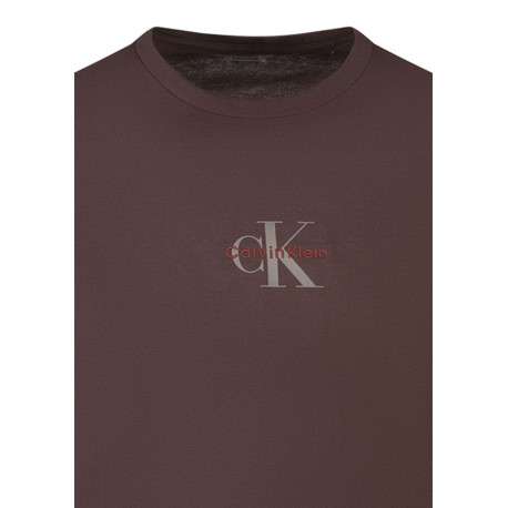 T-shirt en coton brun uni avec un imprimé sur la poitrine et une coupe droite - Image 3
