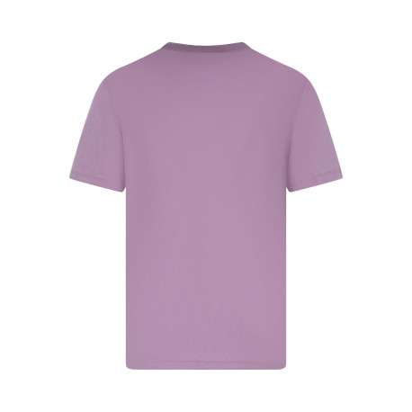 T-shirt en coton rose uni avec une coupe droite et un col rond - Image 2