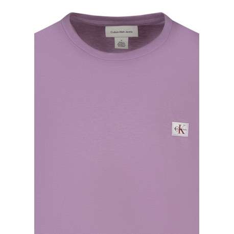 T-shirt en coton rose uni avec une coupe droite et un col rond - Image 3