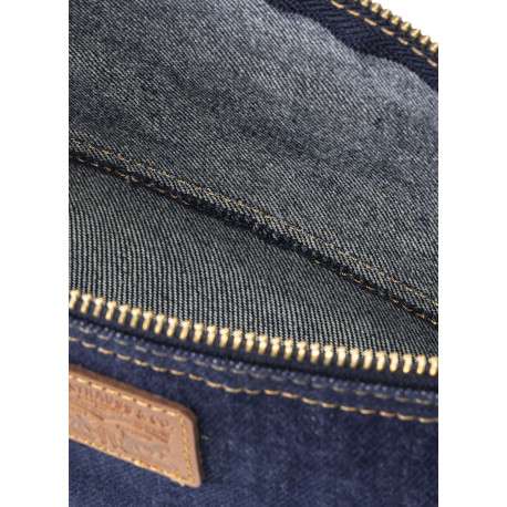 Trousse en coton marine pourvue d'un patch embossé au nom de la marque - Image 5