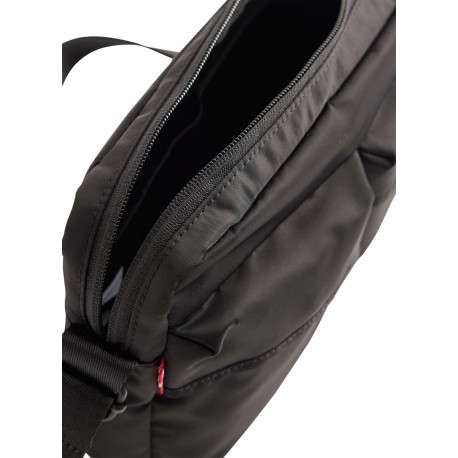 Sac à bandoulière noir orné du nom de la marque et pourvu de multiples poches - Image 3
