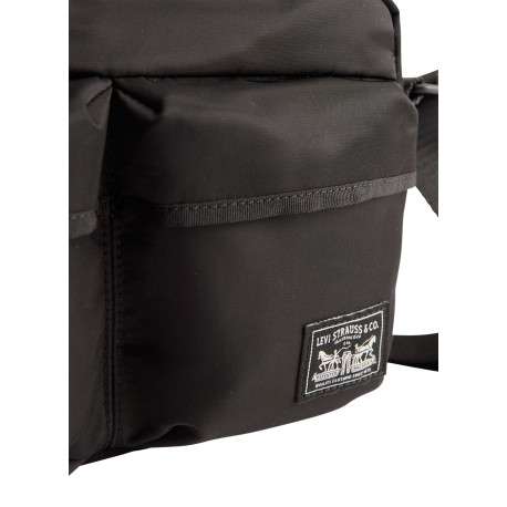 Sac à bandoulière noir orné du nom de la marque et pourvu de multiples poches - Image 4