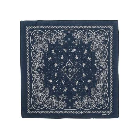 Foulard carré en coton marine orné d'un motif cachemire contrasté - Image 2
