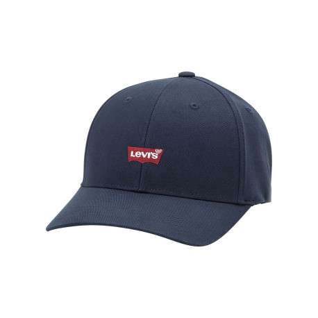 Casquette en coton bleue pourvue d'oeillets d'aération et du nom de la marque
