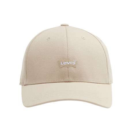 Casquette en coton beige pourvue d'oeillets d'aération et du nom de la marque
