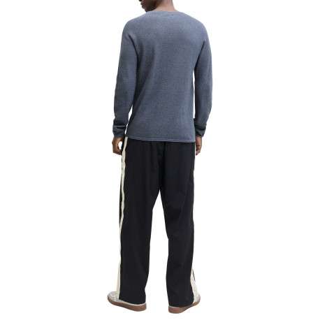 Pull en coton biologique bleu uni avec une coupe droite et un col montant - Image 4