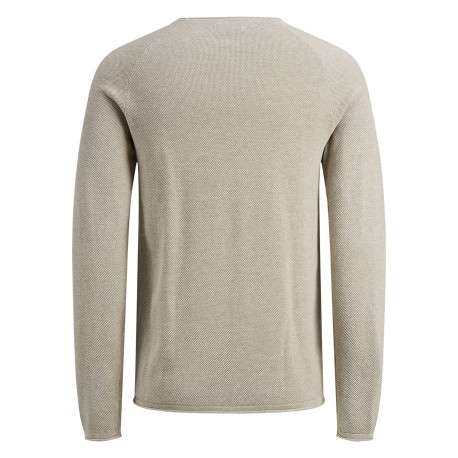 Pull en coton biologique beige uni avec une coupe droite et un col montant - Image 2