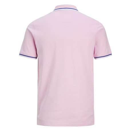 Polo en coton biologique rose uni avec une coupe slim et un col à revers - Image 2