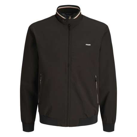 Bomber noir uni avec des manches longues et pourvu d'un col boutonné