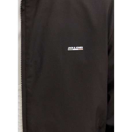 Bomber noir uni avec des manches longues et pourvu d'un col boutonné - Image 2