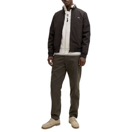 Bomber noir uni avec des manches longues et pourvu d'un col boutonné - Image 3