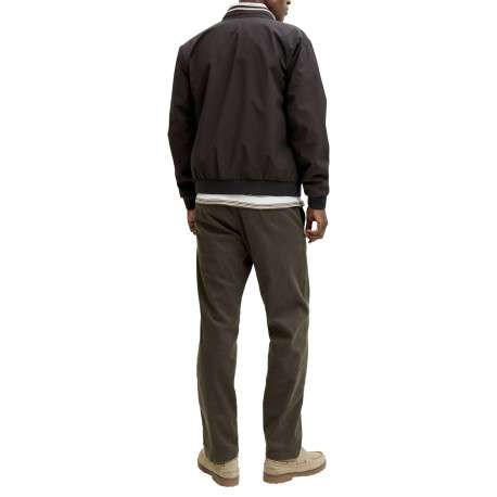 Bomber noir uni avec des manches longues et pourvu d'un col boutonné - Image 4
