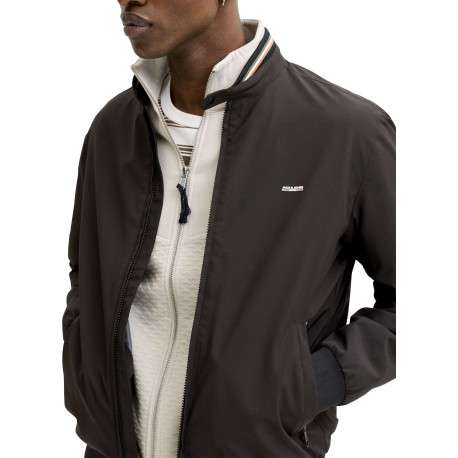 Bomber noir uni avec des manches longues et pourvu d'un col boutonné - Image 6