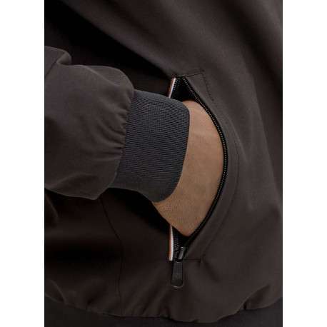 Bomber noir uni avec des manches longues et pourvu d'un col boutonné - Image 7