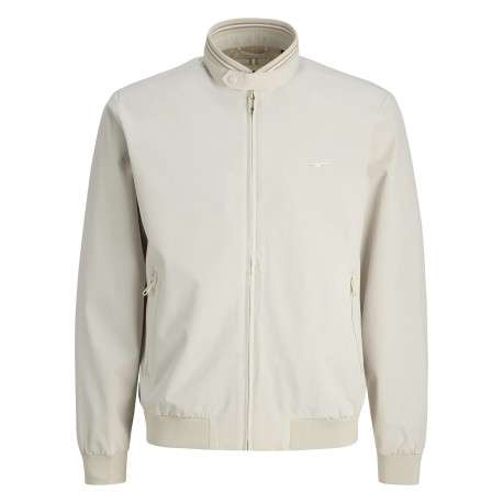 Bomber écru uni avec des manches longues et pourvu d'un col boutonné