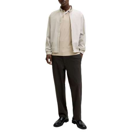 Bomber écru uni avec des manches longues et pourvu d'un col boutonné - Image 2