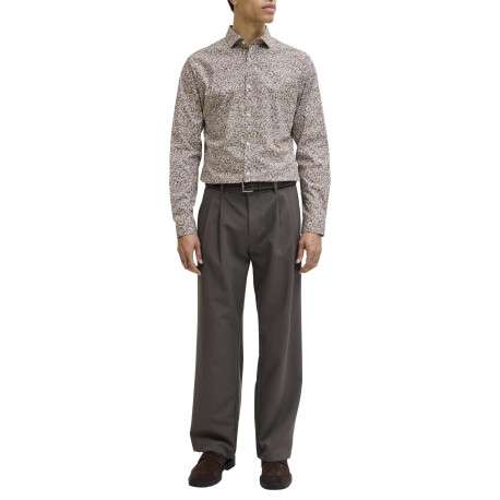 Chemise en coton beige à motif floral imprimé avec une coupe slim - Image 3