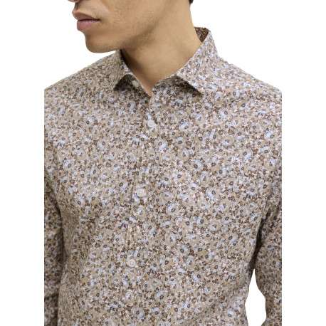 Chemise en coton beige à motif floral imprimé avec une coupe slim - Image 5