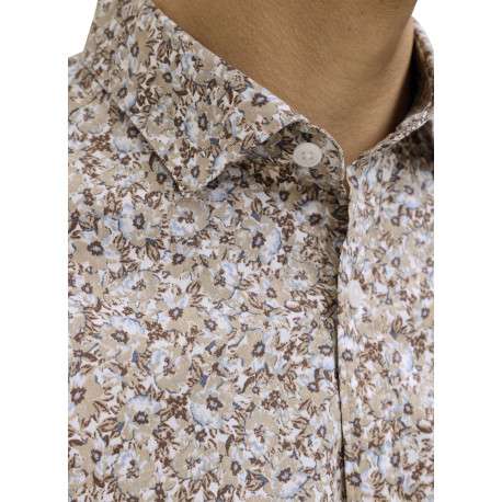 Chemise en coton beige à motif floral imprimé avec une coupe slim - Image 7