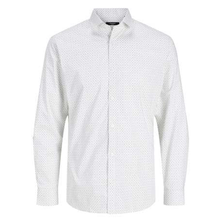 Chemise en coton blanche à motifs géométriques imprimés avec une coupe slim