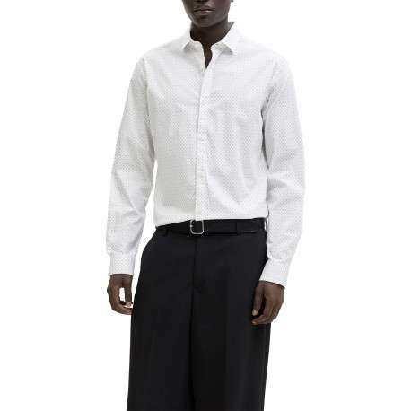 Chemise en coton blanche à motifs géométriques imprimés avec une coupe slim - Image 2