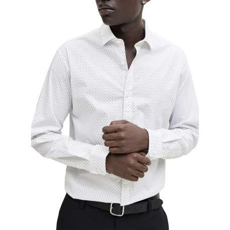 Chemise en coton blanche à motifs géométriques imprimés avec une coupe slim - Image 5