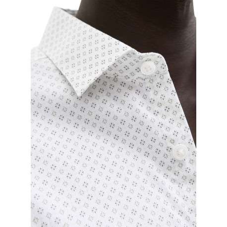 Chemise en coton blanche à motifs géométriques imprimés avec une coupe slim - Image 6