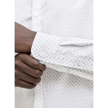 Chemise en coton blanche à motifs géométriques imprimés avec une coupe slim - Image 7