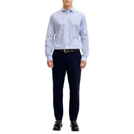 Chemise en coton bleu clair à motifs géométriques imprimés avec une coupe slim - Image 3