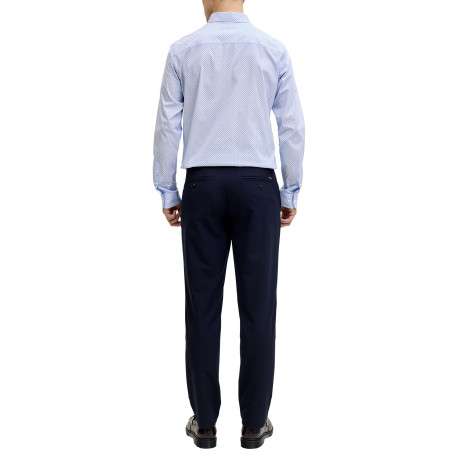 Chemise en coton bleu clair à motifs géométriques imprimés avec une coupe slim - Image 4