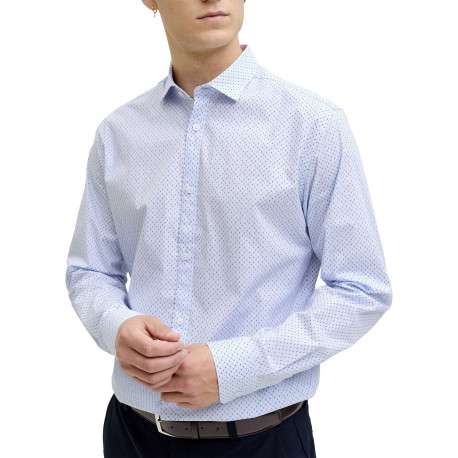 Chemise en coton bleu clair à motifs géométriques imprimés avec une coupe slim - Image 6