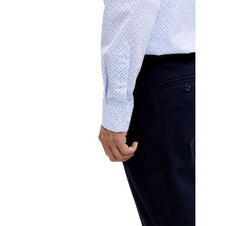 Chemise en coton bleu clair à motifs géométriques imprimés avec une coupe slim - Image 7