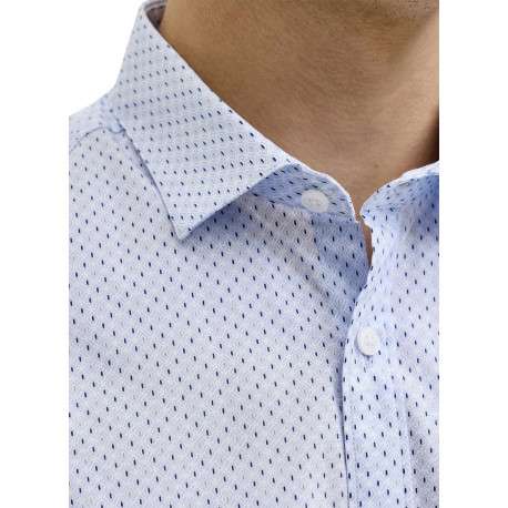 Chemise en coton bleu clair à motifs géométriques imprimés avec une coupe slim - Image 8