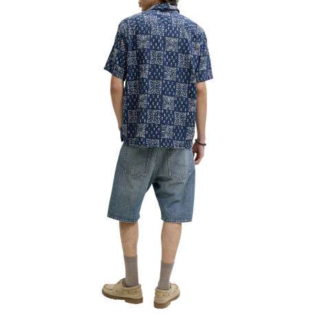 Chemise en coton marine à motif floral imprimé avec une coupe droite - Image 4