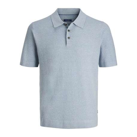 Polo en coton bleu ciel uni avec des manches courtes et une coupe droite