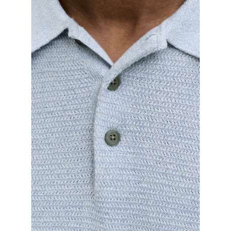 Polo en coton bleu ciel uni avec des manches courtes et une coupe droite - Image 2