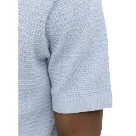 Polo en coton bleu ciel uni avec des manches courtes et une coupe droite - Image 7