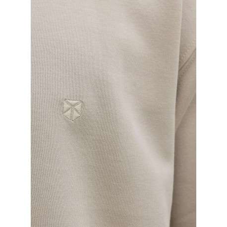 T-shirt beige uni basique avec une coupe droite et un col rond - Image 2