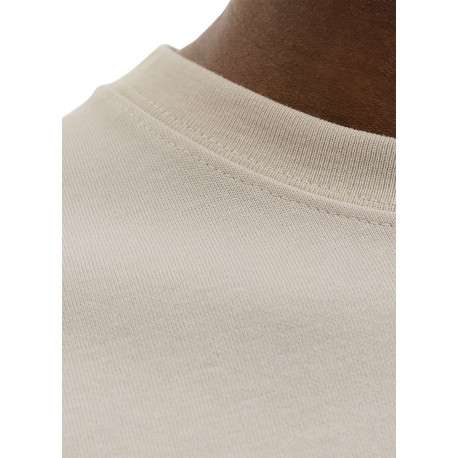 T-shirt beige uni basique avec une coupe droite et un col rond - Image 7
