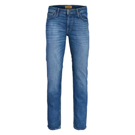Jean Clark en coton bleu indigo délavé avec une coupe droite