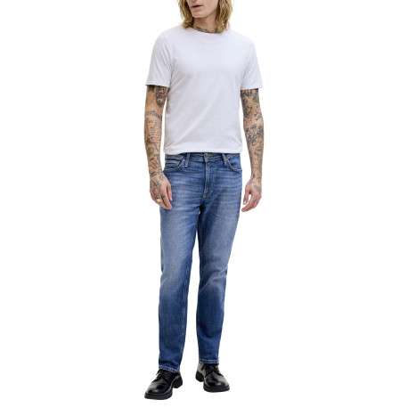 Jean Clark en coton bleu indigo délavé avec une coupe droite - Image 5