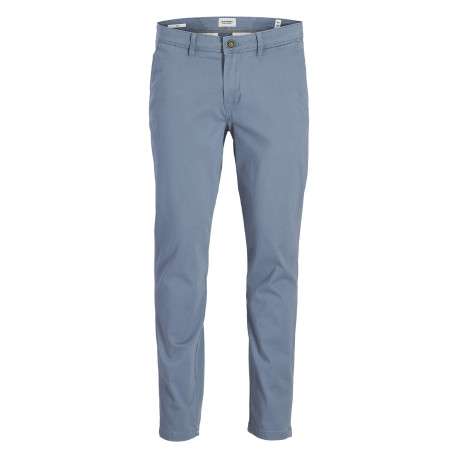 Pantalon chino Marco Bowie en coton vert bleu uni avec une coupe slim