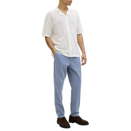 Pantalon chino Marco Bowie en coton vert bleu uni avec une coupe slim - Image 3