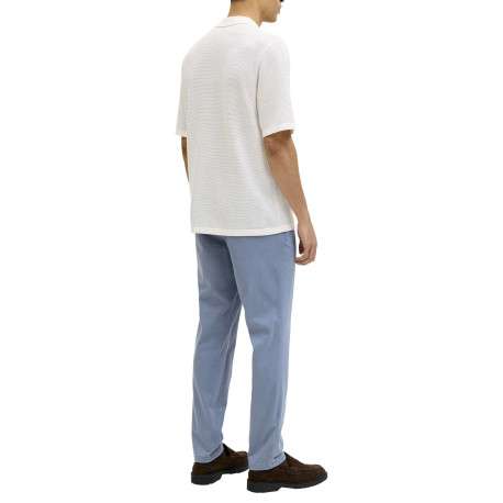 Pantalon chino Marco Bowie en coton vert bleu uni avec une coupe slim - Image 4