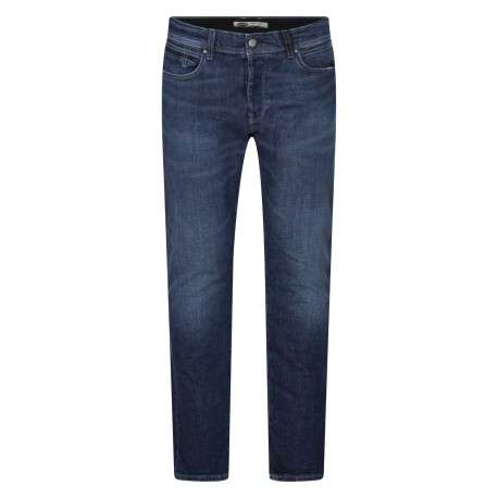 Jean Rope Reg en coton bleu foncé uni avec une coupe droite