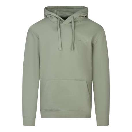 Sweat en coton mélangé vert uni avec une coupe droite et une capuche