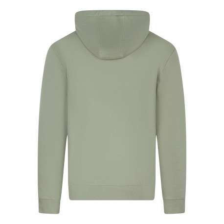 Sweat en coton mélangé vert uni avec une coupe droite et une capuche - Image 2