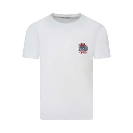T-shirt en coton blanc uni avec une coupe droite et un col rond