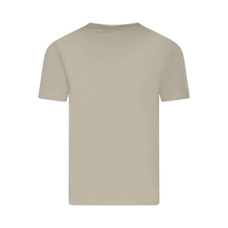T-shirt en coton beige uni avec une coupe droite et un col rond - Image 2