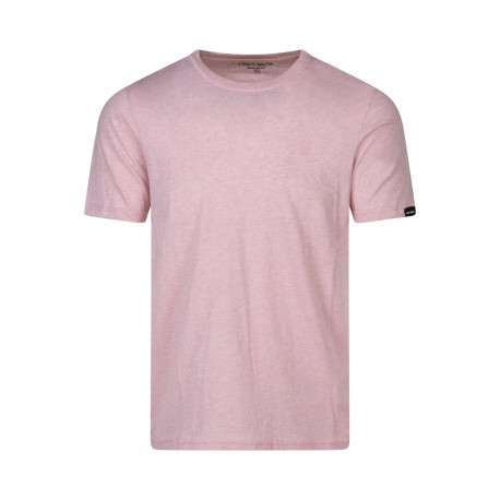 T-shirt rose uni à logo avec une coupe droite et un col rond
